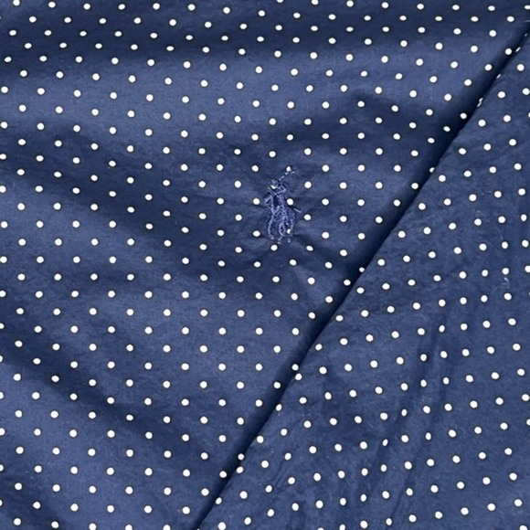 Polo Ralph Lauren Stretch Long Sleeve Navy Polka Dress Shirt Size‎ 1XB - Picture 5 of 7